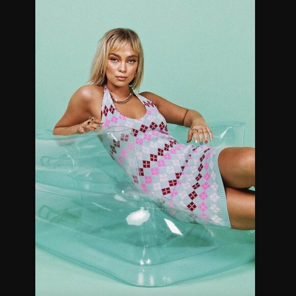 Princess Polly Dresses & Skirts - Princess Polly Jude Argyle Knit Halter Mini Dress XS/S